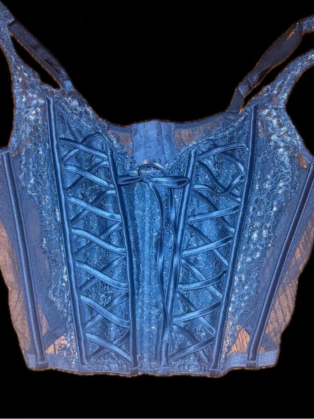 Victoria’s Secret Blue Lace Corset-Style Women’s Top